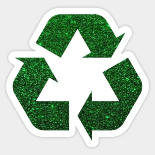 Deep Green Faux Glitter Recycle Symbol Sticker